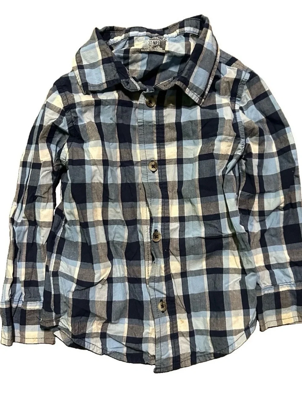 Toddler Boy Tops Button Up Shirts Solid Plaid Size 3T